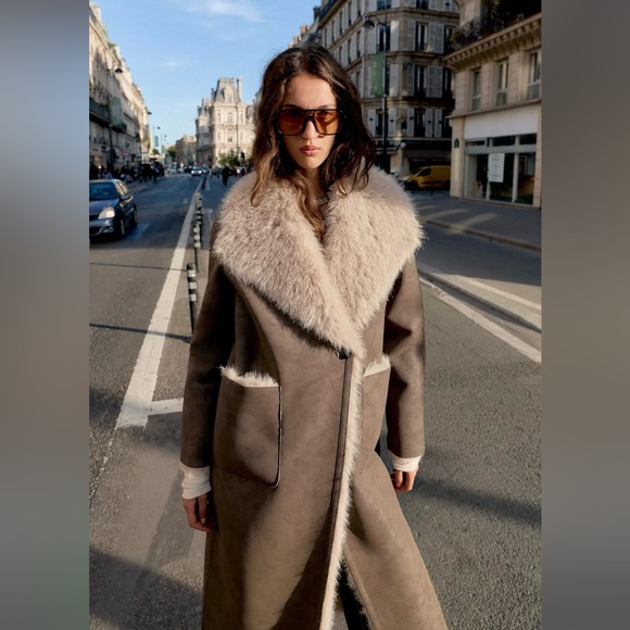 New ZARA Reversable Faux Fur Double-Faced Coat - Picture 4 of 16